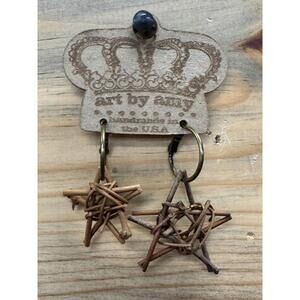 NEW ART BY AMY LABBE women's wood star earrings in brown